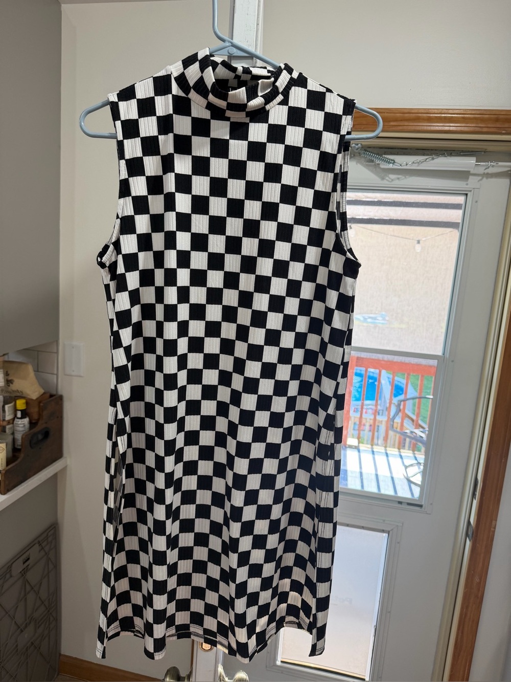 Dressed in LALA Black and White Checkerboard Mini Dress
